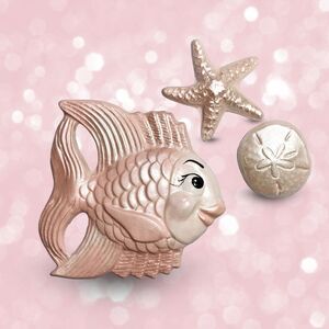 Small Fish + Baby Starfish + Shell Chalkware SET